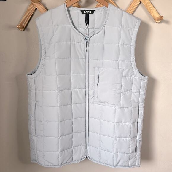 Rains Silver Gray Quilted Liner Vest XL Waterproof Rainproof Jacket Puffer Pad - Picture 6 of 16